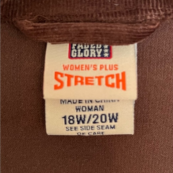 Faded Glory Women’s Plus Brown Corduroy Blazer Jacket 18W/20W - Picture 2 of 7